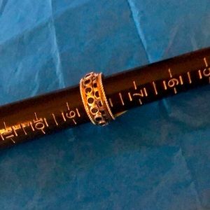 Beautiful Sterling 925 & 14k spinner bands and center band Black spinel stones